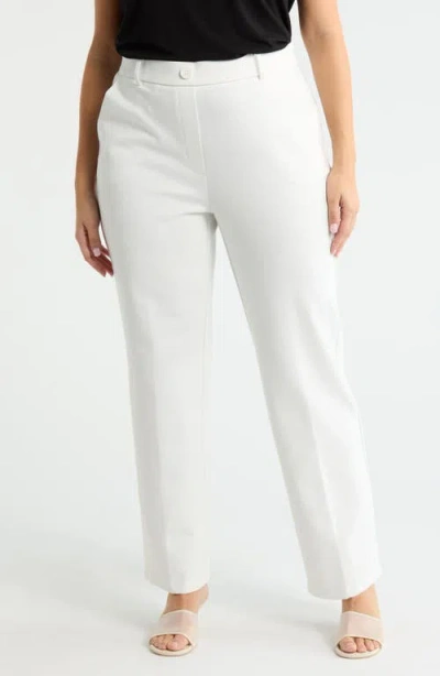 Kasper Faux Fly Stretch Straight Leg Pants In White