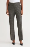 Kasper Faux Leather Trim Straight Leg Pants In Multi