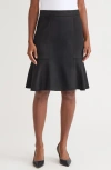 Kasper Flared Pull-on Skirt In Black