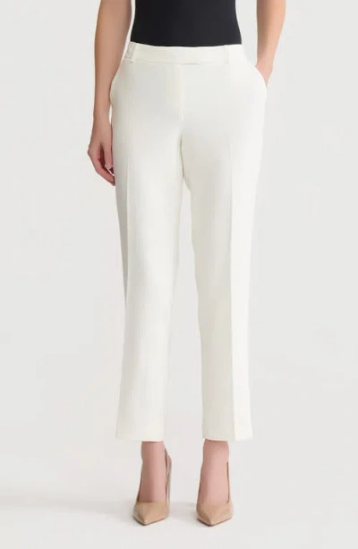 Kasper Flat Front Straight Leg Pants In White
