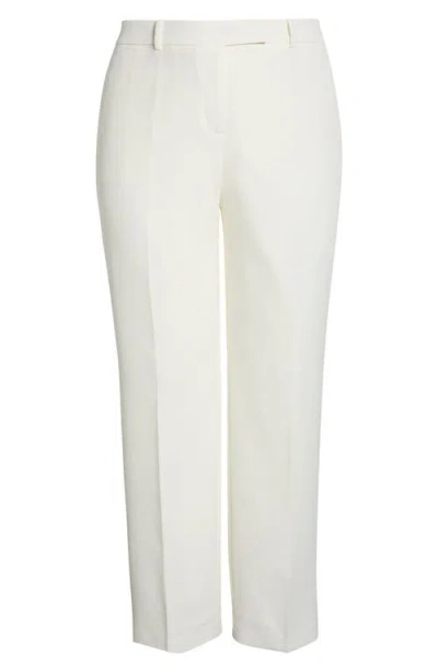 Kasper Flat Front Straight Leg Pants In White