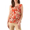 Kasper Floral Keyhole Sleeveless Jersey Top