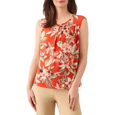 Kasper Floral Keyhole Sleeveless Jersey Top