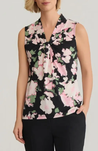 Kasper Floral Knot Front Sleeveless Top In Multi