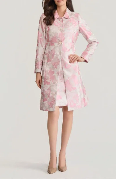 Kasper Floral Long Jacket In Pink