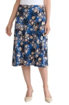 Kasper Floral Print Flared Skirt In Blue