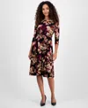 Kasper Floral-print Keyhole Fit & Flare Dress, Regular & Petites In Multi
