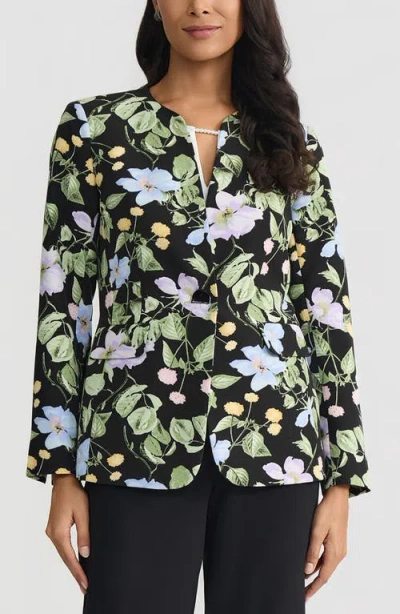Kasper Floral Print One-button Jacket In Multi
