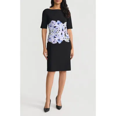 Kasper Floral Print Sheath Dress In Black