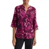 Kasper Floral Print Ruffle Sleeve Top In Multi