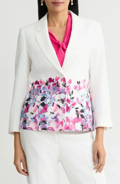 Kasper Floral Print Two-button Jacket In Multi