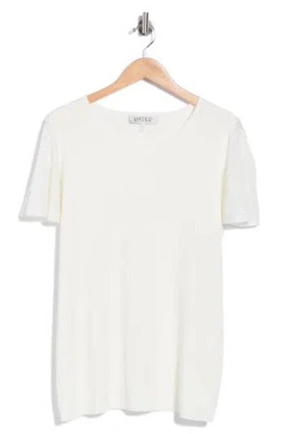 Kasper Flutter Sleeve Flat Back Rib Sweater In White