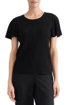 Kasper Flutter Sleeve Rib Sweater In Black