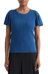 Kasper Flutter Sleeve Rib Sweater In Blue