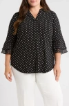 Kasper Flutter Sleeve Top In Black