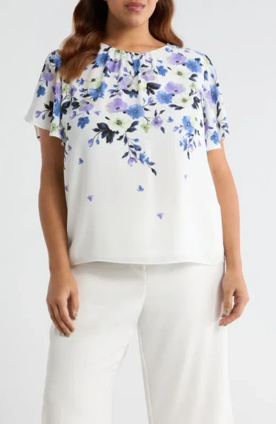 Kasper Flutter Sleeve Top In White