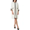 Kasper Framed Crepe Duster In Vanilla Ice/black