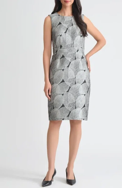 Kasper Holiday Sleeveless Waistband Sheath Dress In Gray