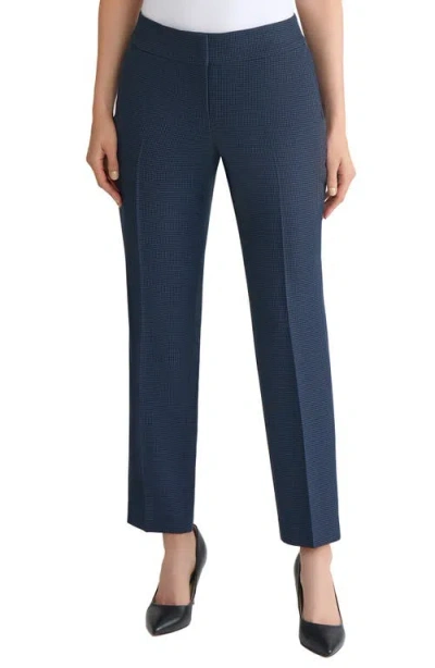 KASPER KASPER HOUNDSTOOTH FLAT FRONT SLIM PANTS