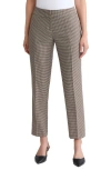 Kasper Houndstooth Flat Front Slim Pants In Neutral