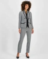 Kasper Houndstooth Print Double Breasted Jacket Matching Pants In Black,white