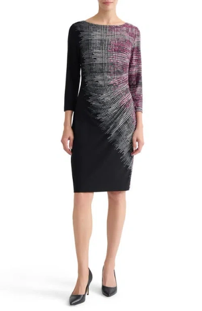 Kasper Houndstooth Print Sheath Dress In Multi