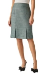 Kasper Inverted Box Pleat Tweed Skirt In Rich Teal Multi