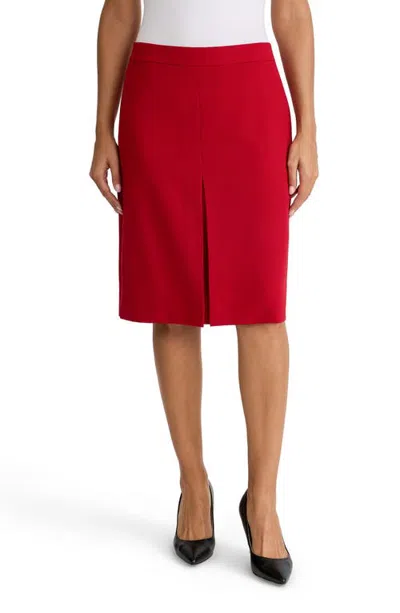 Kasper Inverted Pleat Skirt In Fire Red