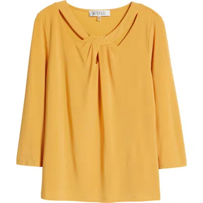 Kasper Ity 3q Twist Neck Top In Gold Signature