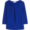 Kasper Ity 3q Twist Neck Top In Royal Signature