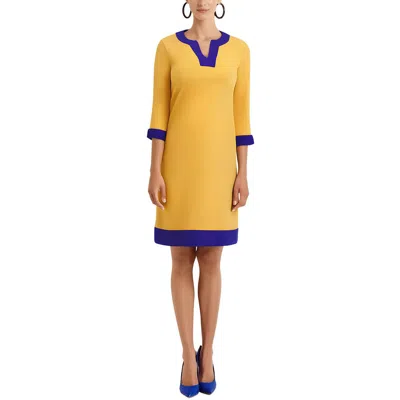 Kasper Jude Womens Contrast Trim Crepe Shift Dress