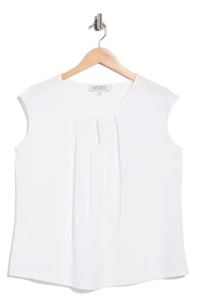 Kasper Keyhole Neck Cap Sleeve Knit Top In Natural White