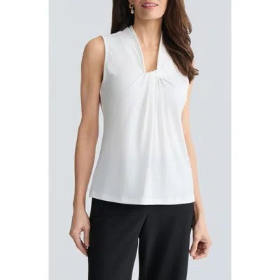 Kasper Knot Front Jersey Top In White