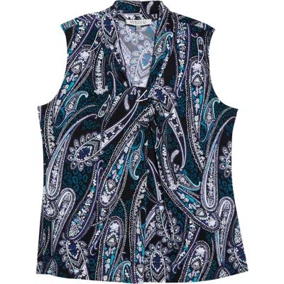 Kasper Knot Front Sleeveless Jersey Top In Black Multi