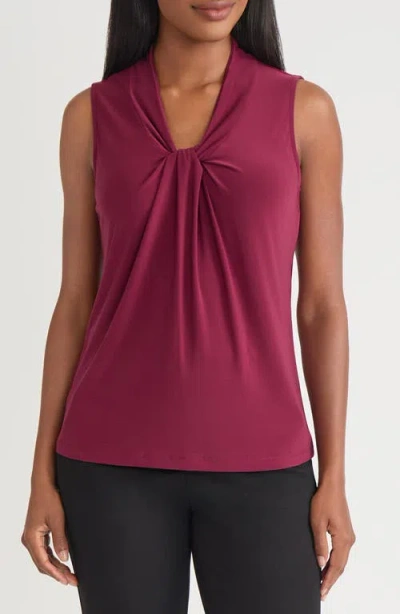 Kasper Knot Front Sleeveless Top In Burgundy