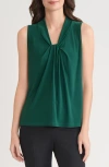 Kasper Knot Front Sleeveless Top In Green