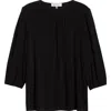 Kasper Lace Inset Sleeve Top In Black