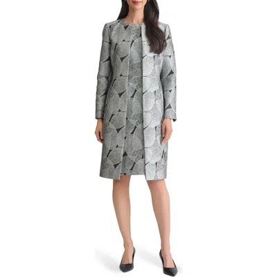 Kasper Leaf Print Topper In Gray