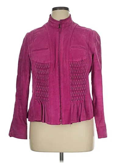 Pre-owned Kasper Leather Jacket In Purple