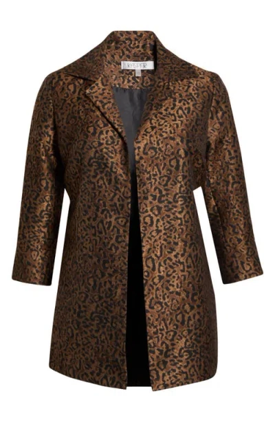 Kasper Leopard Print Topper Coat In Multi