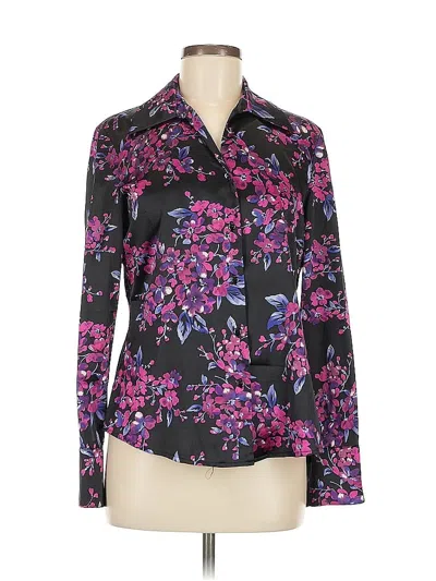 Pre-owned Kasper Long Sleeve Blouse In Black