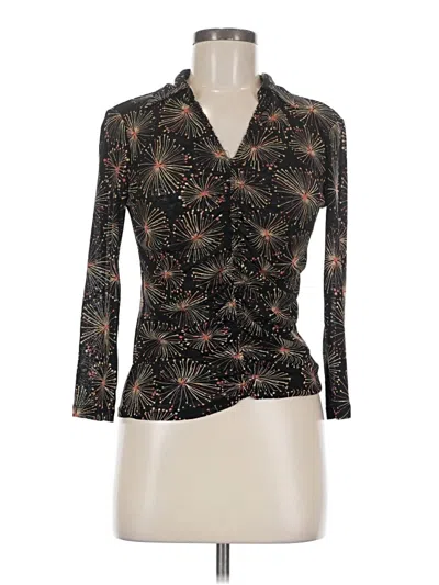 Pre-owned Kasper Long Sleeve Blouse In Black