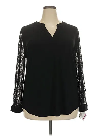 Kasper Long Sleeve Blouse In Black