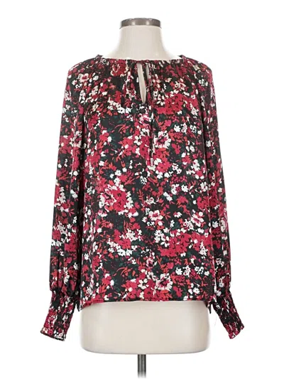 Pre-owned Kasper Long Sleeve Blouse In Burgundy
