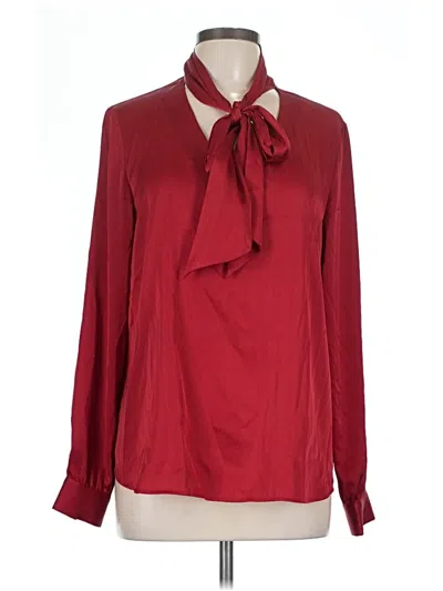 Pre-owned Kasper Long Sleeve Blouse In Burgundy