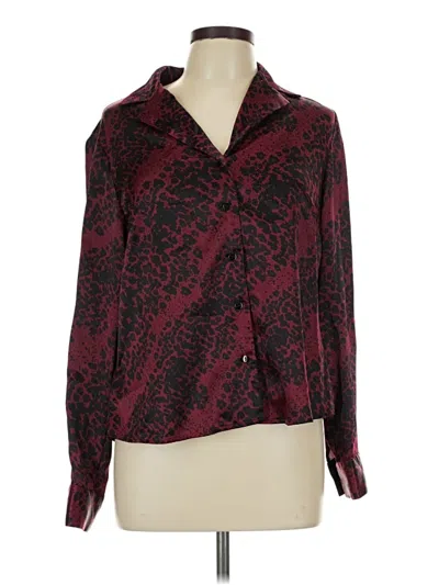Pre-owned Kasper Long Sleeve Blouse In Burgundy