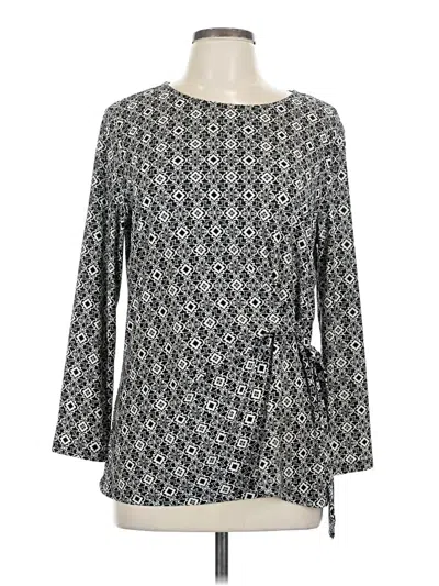 Pre-owned Kasper Long Sleeve Blouse In Gray