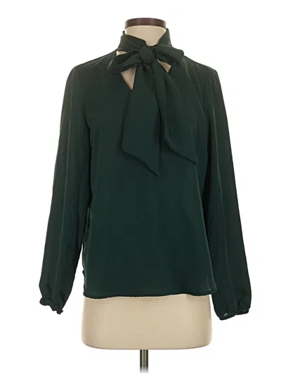 Pre-owned Kasper Long Sleeve Blouse In Green
