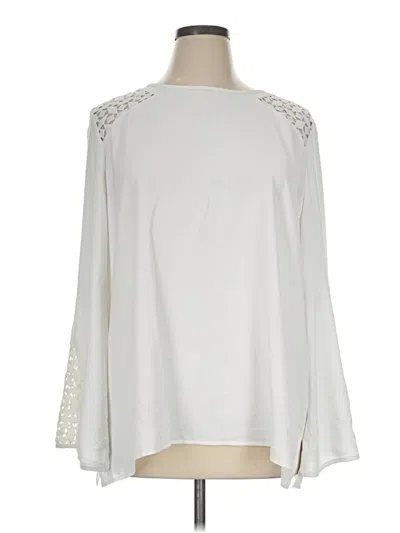 Pre-owned Kasper Long Sleeve Blouse In Ivory