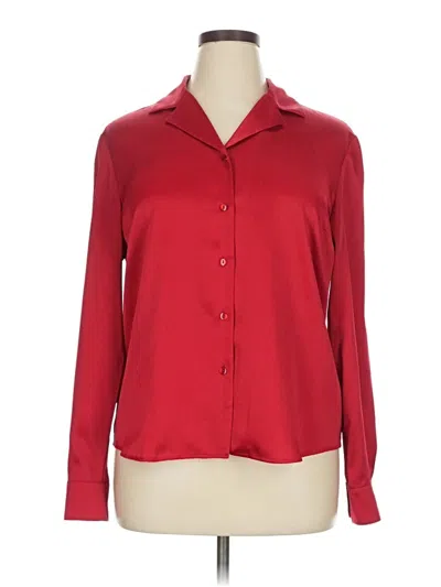 Pre-owned Kasper Long Sleeve Blouse In Red
